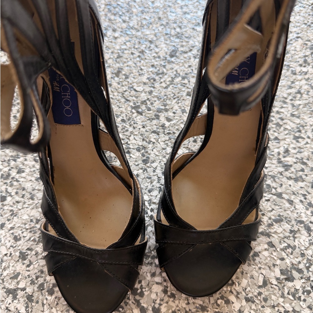 Jimmy Choo Black Strappy High Heel Sandals